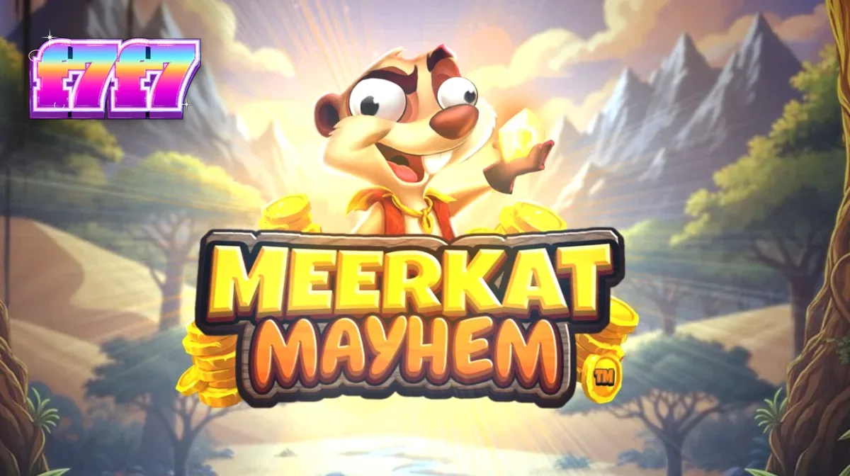 Tampilan visual slot Meerkat Mayhem dengan tema gurun dan harta karun